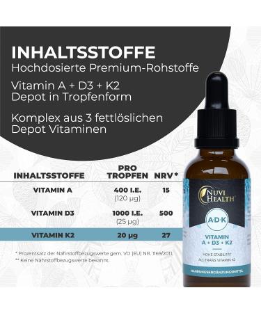 Premium Vitamin A D3 K2 Drops - 50ml | 99.7% All-Trans K2Vital | Highly Bioavailable Liquid Formula - Lab Tested Quality - Buy Online on GoSupps.com