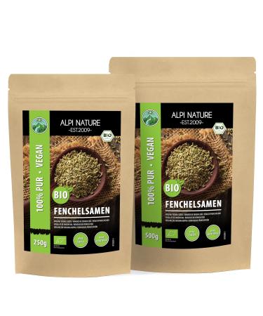 Organic Bio Fennel Seeds Whole 500g - Gluten-Free Lactose-Free Vegan Lab Tested Quality - Buy Online on GoSupps.com