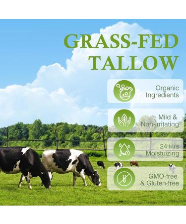 100% Organic Beef Tallow Face Moisturizer | Unscented Whipped Tallow Cream for Sensitive Skin | Grass-Fed | Nourishing Skin Care - Buy Online on GoSupps.com