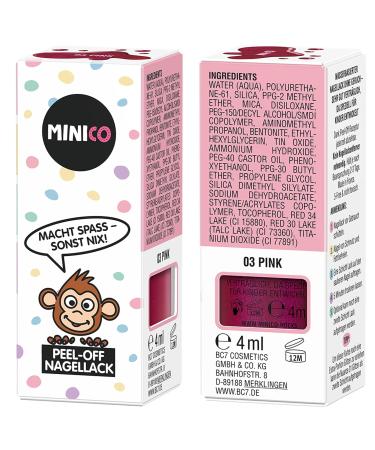 Minico Premium Kinder Nailack 2 Set - Glitzer & Pink Dermatologically Tested Vegan Sustainable Water-Based Peel-Off Nail Polish for Kids - 2 Pack - Buy Online on GoSupps.com