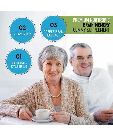 Memory Support Gummy Supplement with Phosphatidylserine and Vitamin B12 - Nootropic Brain Booster for Seniors and Adults - 60 Gummies - Buy Online on GoSupps.com