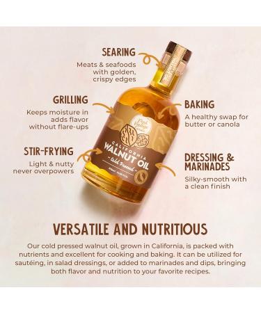 Fresh Vintage Farms Walnut Oil - Cold Pressed California Grown | Ideal for Cooking, Baking, Grilling, Dipping & Salads - Buy Online on GoSupps.com