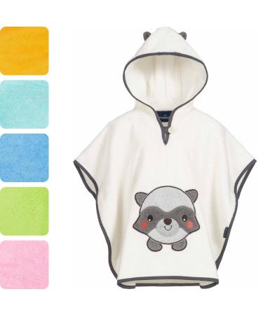 Morning star Badeponcho Children Baby Girls Boys 100% cotton Oeko-Tex Baby Bath towel hooded towel bathrobe ferry 1-3 years of cream-raccoon
