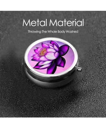 Purple Lotus Round Pill Box - 3 Compartment Portable Organizer for Travel & Purse | International Shipping Available - Buy Online on GoSupps.com