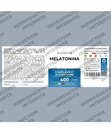 Bandini Melatonin 400 Tablets Pure 1.9 mg - For +1 Year - Fast Sleep and Rest - Highly Dosed Melatonin Dietary Supplement - Sleeping For Sleep - Jet Lag - Buy Online on GoSupps.com