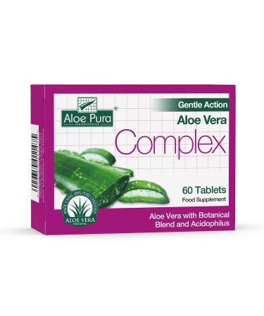 Aloe Pura Aloe Vera Gentle Action Complex Tablets Natural Vegetarian Cruelty Free Food Supplement Botanical Blend 60 Tablets 60 Count (Pack of 1)