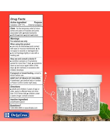 De La Cruz Cream - Maximum Strength Muscle and Joint Camphor Ointment to Reduce Pain 11% (5.5 oz) 5.5 Ounce (Pack of 1) - Buy Online on GoSupps.com