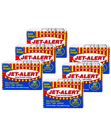 Jet Alert Double Strength Alertness Aid Caplets 200mg-90 Ct Value Packs (6)