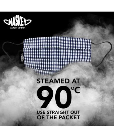 Navy Gingham Washable Reusable Face Mask | 3 Layers Blended Cotton | Unisex & Stylish | Made in London UK | Lasts 100+ Washes - Buy Online on GoSupps.com