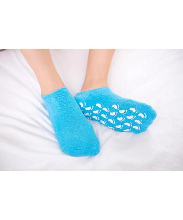 Veewon Moisturizing Gel Socks - Spa Quality with Vitamin E & Oil for Repairing Dry Skin | 2 Pairs Blue & Pink - Buy Online on GoSupps.com