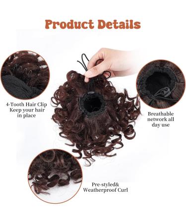 NICENEEDED Short Afro Curly Clip on Ponytail Brown Messy Bun Puff Ponytail Ponytail Extension Synthetic Fluffy Curly Ponytail Hairpiece for Black Women - Buy Online on GoSupps.com