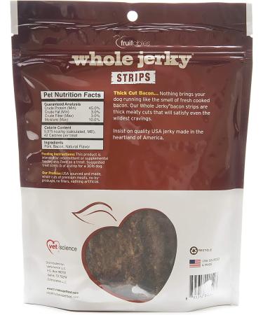 Fruitables Whole Jerky Dog Treats | Gluten-Free Bacon Strips | Premium Meat, No Fillers | 5 oz - Buy Online on GoSupps.com