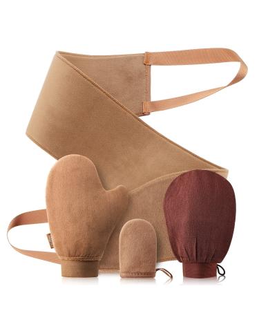 CeleCily Self Tanning Mitt Applicator - Self Tanner Mitt 4 in 1 Set with Tanning Glove for Self Tan Mit  Mini Self Tan Mitt  Tanning Mitts Self Tanner Back Applicator  Exfoliate Glove  Self Tanner Mit Tan mitt set 4