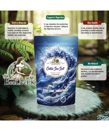 EcoLiveUK 60x RAW Celtic Salt Capsules | 82+ Minerals | 850mg | 30 Days Supply | 100% Vegan - Buy Online on GoSupps.com