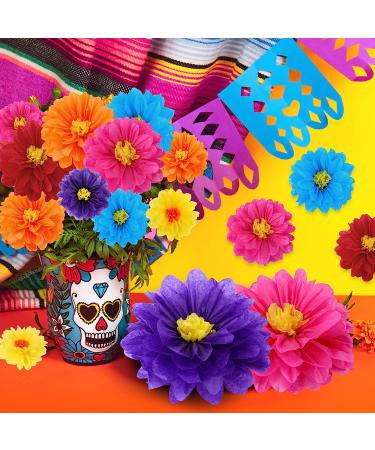 Colorful Mexican Paper Flowers - Set of 18 for Fiesta Party Decor, Weddings, Birthdays & Crafts - Buy Online on GoSupps.com