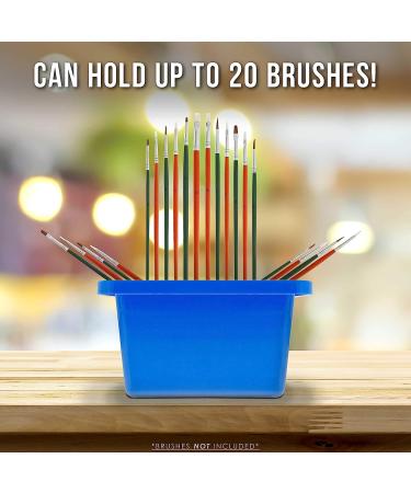 U.S. Art Supply 12 Hole Multi-Function Plastic Brush Washer with Palette Lid - Clean, Dry, Store, and Hold Paint Brushes for Acrylic, Watercolor, Oil Painting - Buy Online on GoSupps.com