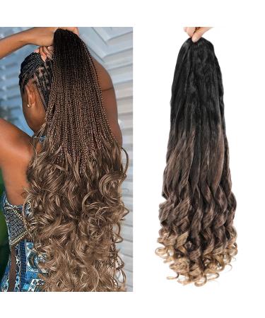 French Curly Braiding Hair 22inch Curly Braiding Hair 8 Packs Pre stretched Braiding Hair loose wave crochet hair Crochet Braids for Black Women Natural Black Synthetic Hair Extensions (22 inch 1B/30/27 ) 22 Inch (pack ...