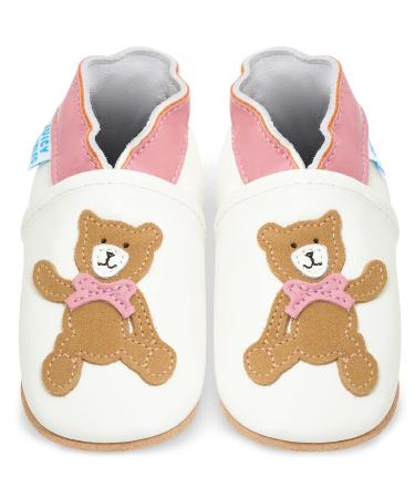 Baby Shoes with Soft Sole - Baby Girl Shoes - Baby Boy Shoes - Leather Toddler Shoes - Baby Walking Shoes 18-24 Months Pink Teddy