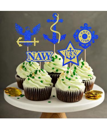 Keaziu 24PCS Military Themed Cupcake Toppers Navy Military Themed Retired Cupcake Picks Navy Bound Themed Cupcake Decorations Retirement Army Birthday Party Cake Decorations Supplies Navy Blue 2 - Buy Online on GoSupps.com
