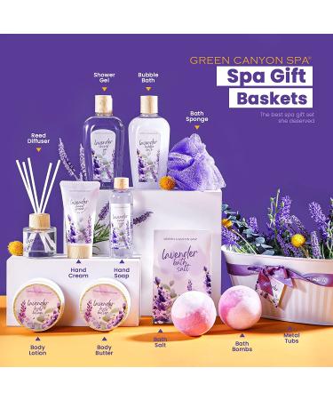 Lavender Bath Bombs Spa Gift Set for Women - 12 Pcs Home Spa Gift Basket by Green Canyon Spa - Buy Online on GoSupps.com