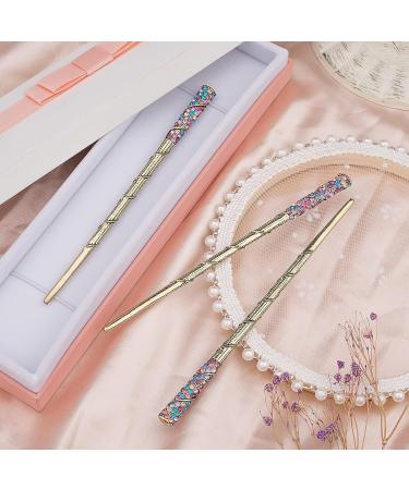 3pcs Rhinestone Crystal Hair Sticks - Traditional Chinese Hairpin in Colorful - Wedding Hair Accessory - Buy Online on GoSupps.com