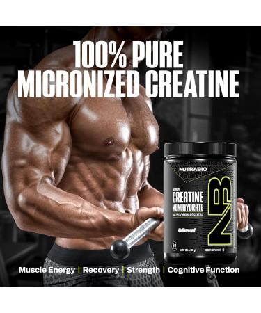 NutraBio Pure Micronized Creatine Monohydrate Powder Supplement, Unflavored, (300 g) - Supports Bulk Muscle Energy, Recovery, and Strength - HPLC Tested Creatine Powder Supplement for Men and Women Unflavored 300g - Buy Online on GoSupps.com