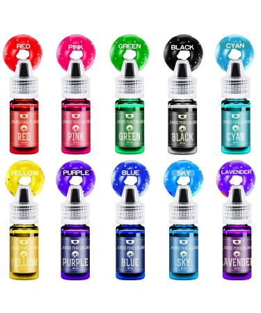 Fat-Soluble Food Coloring for Chocolate - 10 Pack Oil-Based Liquid Colors for Baking Fondant Cakes & Cookies | 6ml Each - Buy Online on GoSupps.com