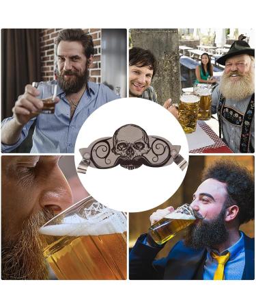 Generisch Protection contre les boissons pour moustache | Protection de tasse en acier inoxydable | Couvercle de tasse moustache | Embout de protection de barbe avec design t te de mort pour caf  - Buy Online on GoSupps.com