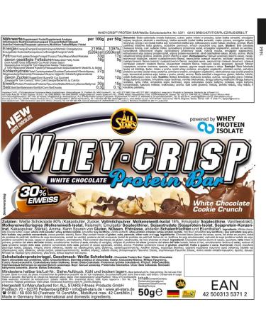 Buy All Stars Whey-Crisp Bar - White Chocolate Cookie Crunch (24 Pack) | Protein Snack for Fitness Enthusiasts | International Shipping Available - Buy Online on GoSupps.com