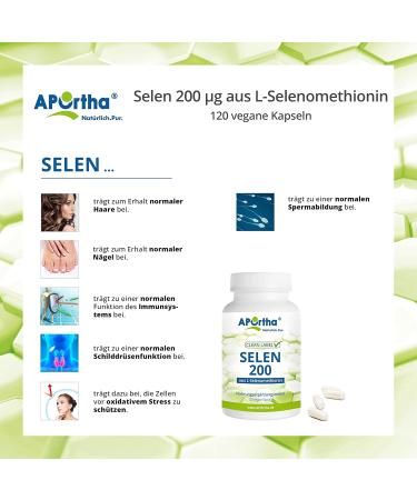 Aportha Selenium Capsules 120 Pieces | 200 g L-Selenomethionin | Vegan Gluten-Free & Easy to Swallow - Shop Now! - Buy Online on GoSupps.com
