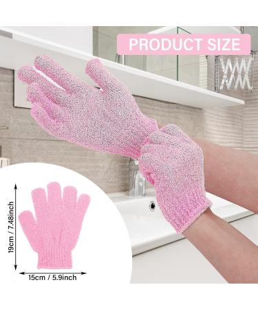Sibba Bath Gloves - Natural Loofah Exfoliating Wash Gloves for Body and Face - Dead Skin Remover - Double Sided Microfibre Shower Gloves - 2 Pair Pink & Green - Buy Online on GoSupps.com