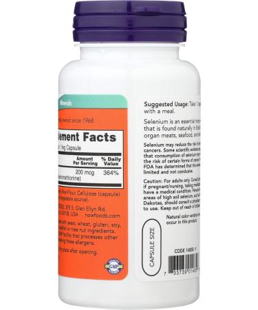Now Foods Selenium 200mcg - 90 Vcaps | High Quality & Potent Antioxidant Support - Buy Online on GoSupps.com