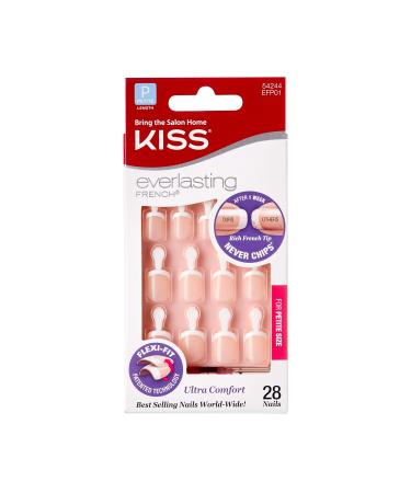 Kiss Everlasting French Nail Manicure, Chip-Free with Flexi-Fit Technology, Petite, "Pink", Nail Kit with Pink Nail Glue (Net Wt. 2 g / 0.07oz.), Mini File, Manicure Stick, and 28 Fake Nails 28 Count (Pack of 1) - Buy Online on GoSupps.com