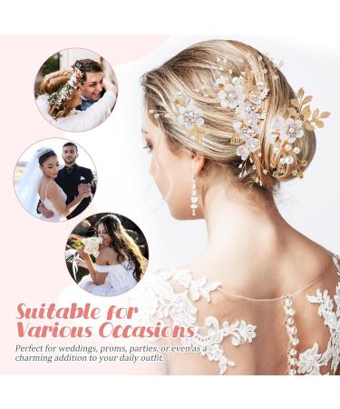 Didiseaon Flower Bridal Combs Bridal Flower Hair Accessory Rhinestone Hairpin Rhinestones Wedding Side Comb Handmade Flower Pearl Hairpin for Wedding Bridal - Buy Online on GoSupps.com