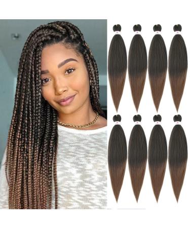Beyond Beauty 8 Packs Black Pre Stretched Braiding Hair Synthetic Yaki EZ Braiding Coi Leray Braids Knotless Braiding Hair Extensions Pre Stretched Hot Water Setting Crochet Braids 20Inch(T30) 8Packs--20Inch T1B-30