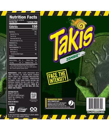 Takis Zombie 1oz Habanero Cucumber and Lime Rolled Tortilla Chips - Pack of 6 - LIMITED EDITION - 6 x 28.4g - Multipack - Buy Online on GoSupps.com