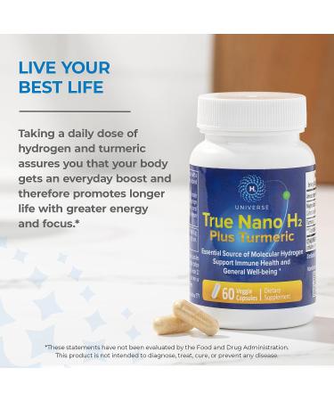 True Nano H2 with Turmeric | Boosts Energy & Antioxidant | 60 Capsules - Buy Online on GoSupps.com