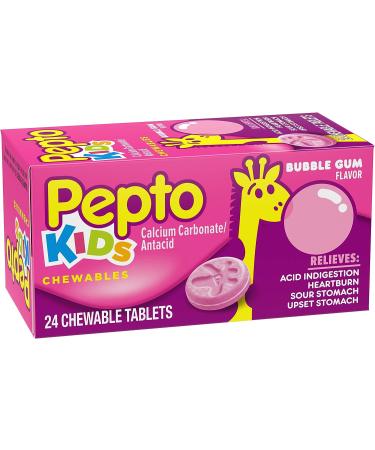 Pepto Kid's Bubblegum Chewable Tablets - 24 ct - Relief for Heartburn, Indigestion, and Upset Stomach in Children - Buy Online on GoSupps.com