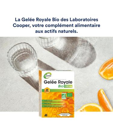COOPER - Organic Royal Jelly 1500MG - Natural Active Ingredients Alcohol-free Color-Free Preservative Free - Made in France - x20 Ampoules of 10ML - Buy Online on GoSupps.com