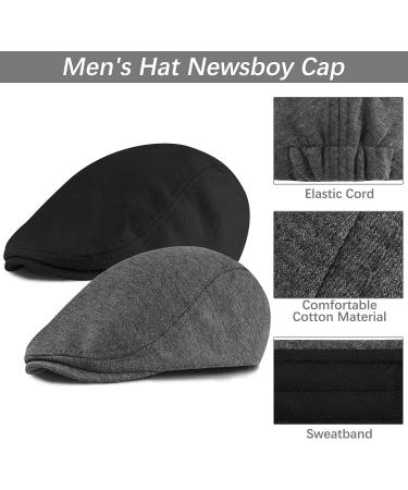 KUTTOR Men's Newsboy Cap Set - 4 Piece Soft Stretch Fit Cabbie Hunting Hats in Dark Grey, Light Grey, Navy Blue, Black - Buy Online on GoSupps.com