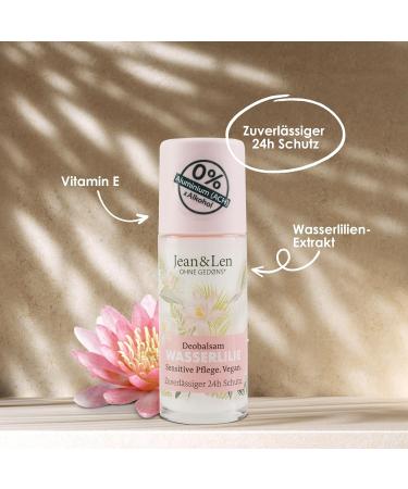  Jean & Len Jean & Len Water Lily Deodorant Balm - Naturally Offers Deodorant Protection for up to 24 Hours - Sensitive Care - Ideal Even After Shaving - Aluminium and Alcohol-Free Deodorant - Vegan - 50ml - Buy Online on GoSupps.com