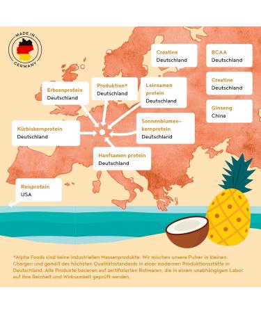 Vegan Muscle Protein Shake - Tropical | 18g Vegan Protein Powder with BCAA & Creatine | 600g International Shipping - Buy Online on GoSupps.com