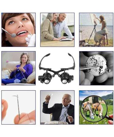 5X 15X 20X 25X Double Eye Glasses Loupe Head Wearing Magnifying Glasses Headset Illuminated Magnifying Glasses Tool Set with LED Light for Watch Repair Jeweler Magnifier Safehappy - Buy Online on GoSupps.com