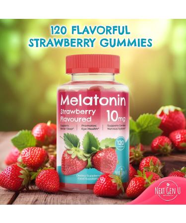 Melatonin Gummies - 10 mg Dietary Supplement - Strawberry Flavored - 120 Vegan Gummies - by NextGenU 1 Count (Pack of 120) - Buy Online on GoSupps.com