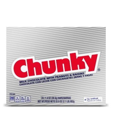 ChunkyMilk Chocolate with Peanuts and RaisinsIndividually Wrapped Candy BarsGreat for Halloween Candy1.4 oz eachBulk 24 Pack 1.4oz (Pack of 24)