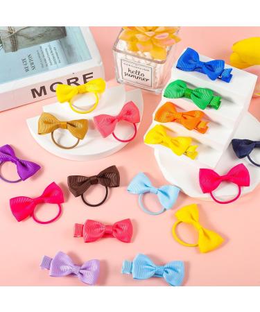 40 pcs Baby Hair Ties & 10 pcs Hair Clips Set for Toddlers - Elastic Hair Bands and Ribbon Bows, Girls Hair Accessories - Buy Online on GoSupps.com