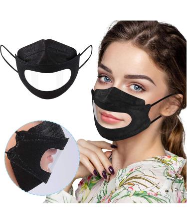 Wangely 10-Pack Adult Disposable Mouth Protection with Transparent Window | 4-Layer High Filtration | Breathable Anti-Fog Mask for Deaf/Hard of Hearing | Black - Buy Online on GoSupps.com