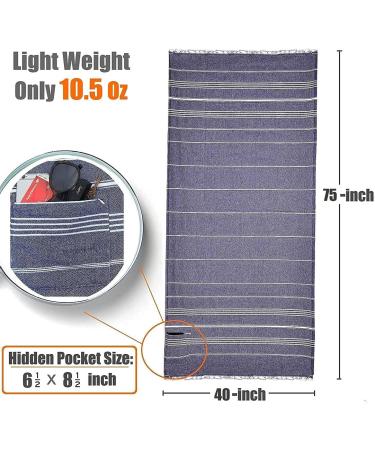 ShoreSecrets Collection Sandproof Beach Towel - Natural Turkish Cotton - 63 Long - Captain's Choice Navy - Buy Online on GoSupps.com