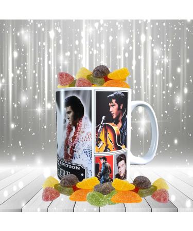 Presley King of Rock n Roll Personalised Music Icon Mug with Choice of Sweets Gift - Buy Online on GoSupps.com