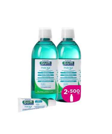 Gum Paroex 0.06% Care mouthwash |Advanced gum care |Two-antiplaque system |calms sensitive gums |Alcohol -free |2 x 500 (with 1 free test)